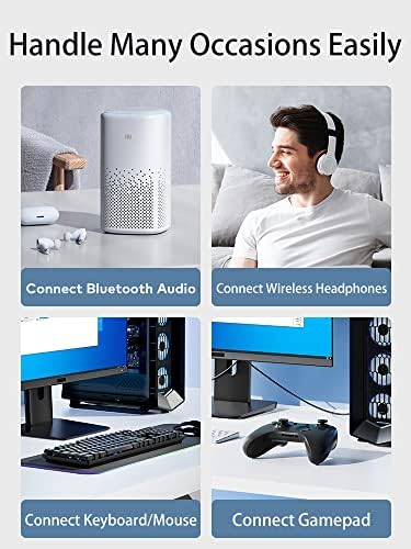 מתאם Bluetooth של USB למחשב 5.3: [Windows 11/10/8.1 ללא מנהל התקן] Llano Bluetooth Dongle מקלט למחשב/שולחן עבודה/מחשב